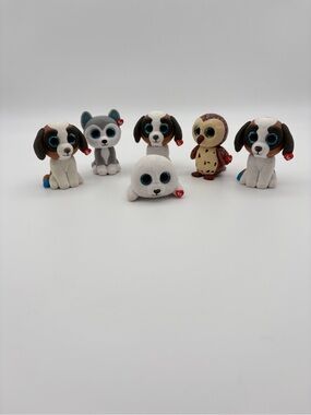 Six TY Beanie Boos - Mini Boos Hard Figures